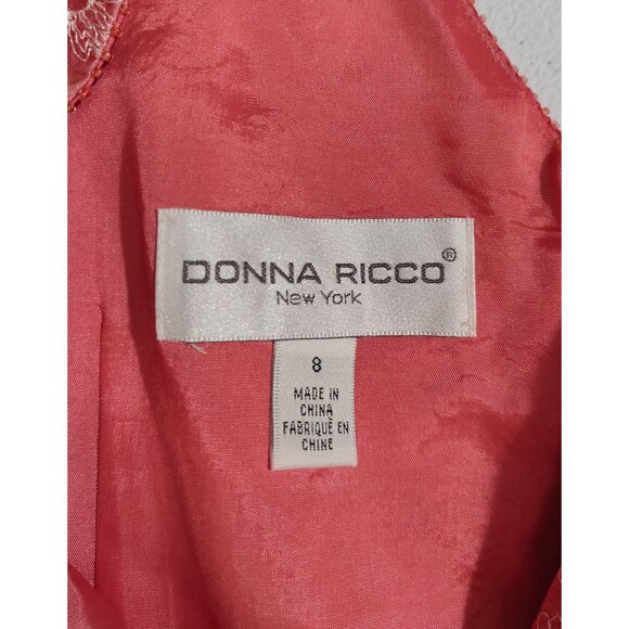 Donna Ricco Coral Floral 100% Silk Sleeveless Sheath Dress Size 8 - Picture 3 of 5
